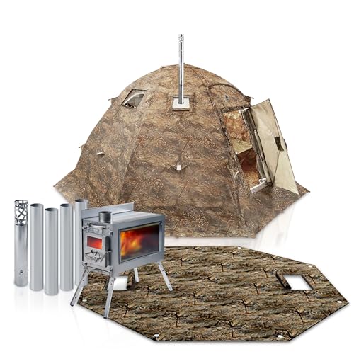 RBM Outdoors UP-5 Hot Tent with Stove Jack, Heavy Duty 4 Season Shelter Set