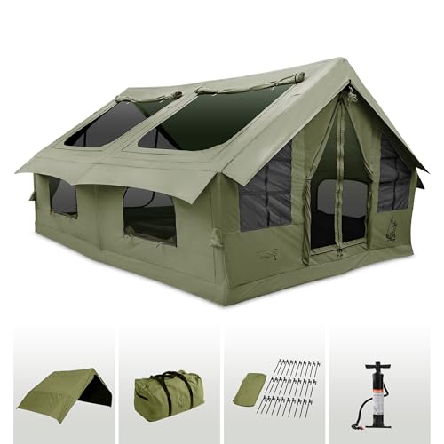 RBM Outdoors Panda Large Inflatable Tents for Camping, Canvas Airtent Green