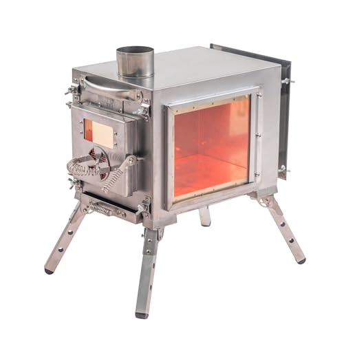 RBM Outdoors Caminus S Wood Burning Camp Stove for Tents, Stainless Steel